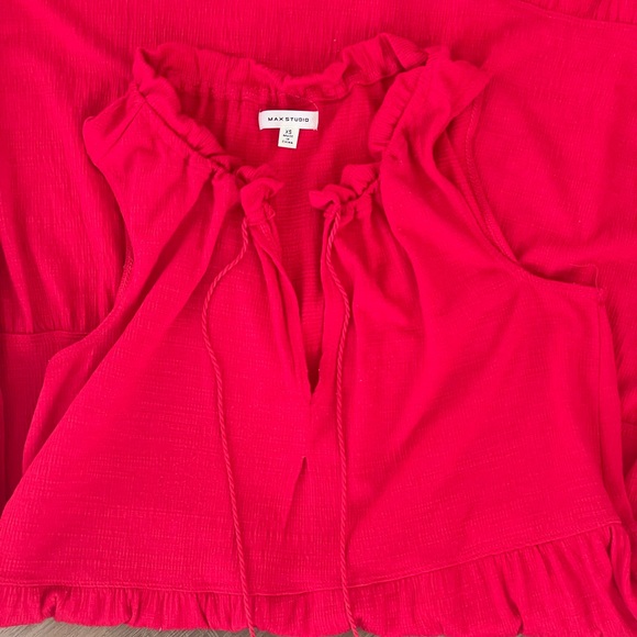 Max Studio Sleeveless Red Tiered Dress sz XS - Flowy Maxi Tiered Ruffle Dress - Picture 8 of 11